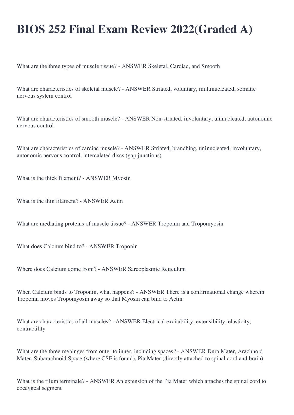 Preview image of BIOS 252 Final Exam Review 2022(Graded A) document